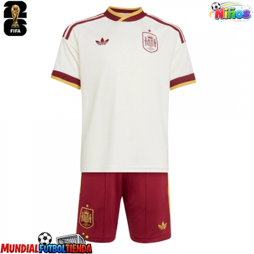Camiseta España Segunda Equipación Replica Mundial 2026 para niños mangas cortas (+ Pantalones cortos)